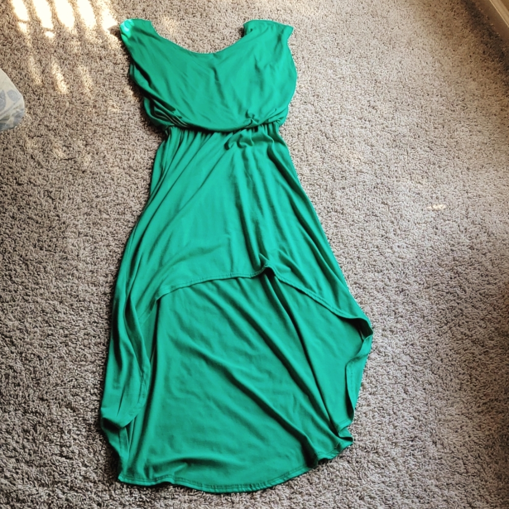 Green high-low dress